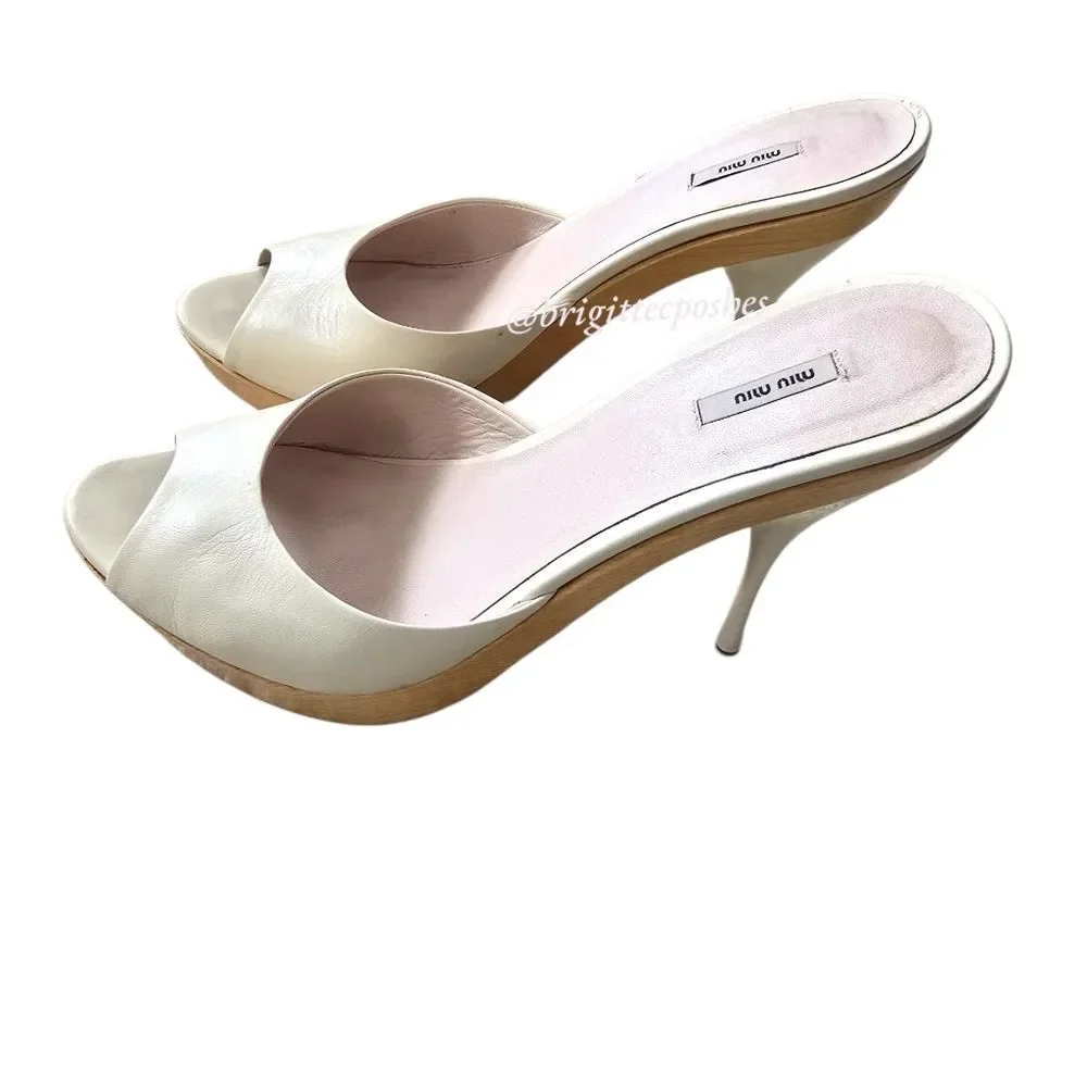 MIU MIU Patent Leather Peep Toe Heel